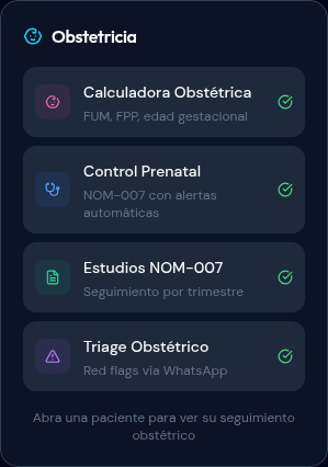 Widget de Ginecología en el dashboard