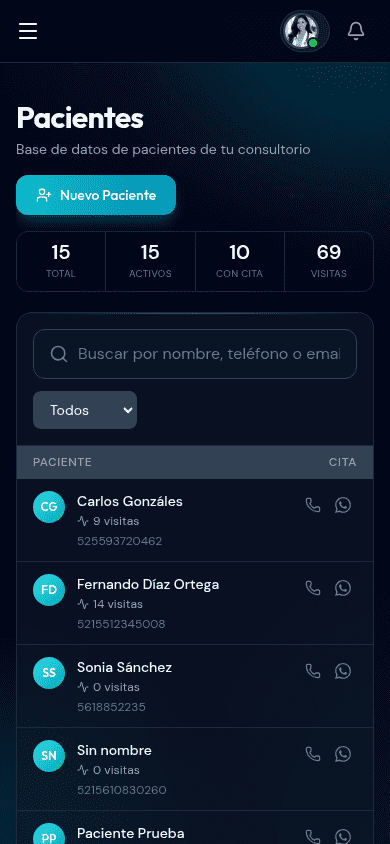 Pacientes en celular