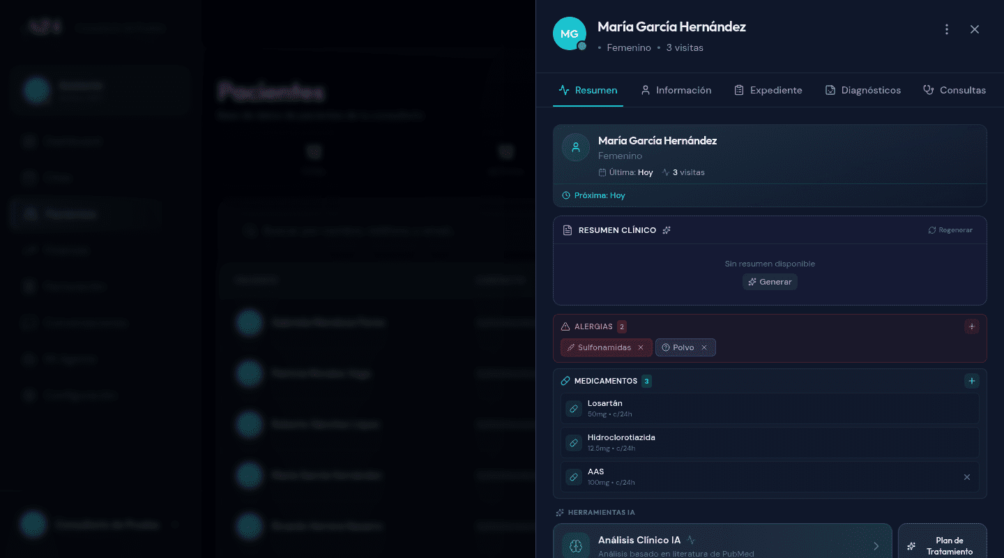 Perfil de paciente en Agentes24