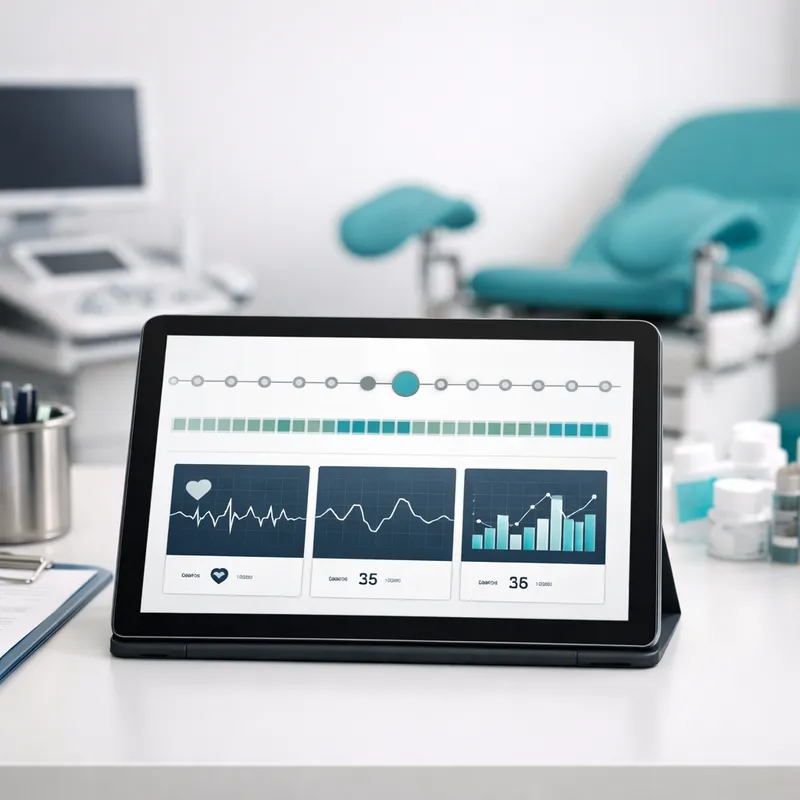 Pantalla de control prenatal digital en un consultorio ginecológico