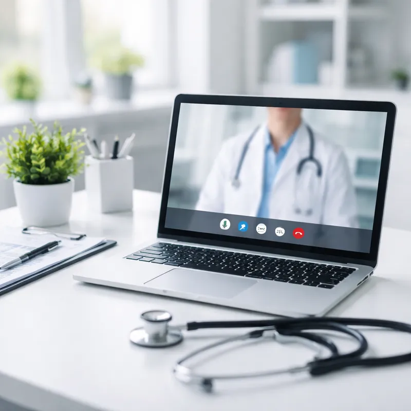 Medico realizando teleconsulta desde su consultorio